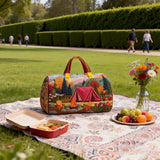 Autumn Camping Quilted Duffle Bag Large Canvas Travel Tote Outdoor Weekender Overnight Bag