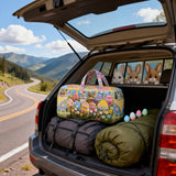 Hippie Van Quilted Duffle Bag Cute Rabbit Print Shopping Travel Bag Overnight Carryon Gym Bags