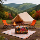 Autumn Camping Quilted Duffle Bag Large Canvas Travel Tote Outdoor Weekender Overnight Bag