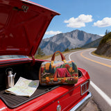 Autumn Camping Quilted Duffle Bag Large Canvas Travel Tote Outdoor Weekender Overnight Bag