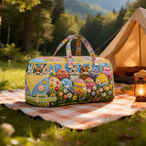 Hippie Van Quilted Duffle Bag Cute Rabbit Print Shopping Travel Bag Overnight Carryon Gym Bags