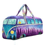 Hippie Van Quilted Duffle Bag Large Capacity Canvas Travel Bag Overnight Bag