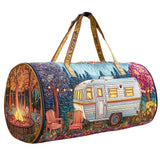 Vintage Camper Quilted Travel Bag Bus Print Airport Duffle Tote Large Hunting Gym Duffle Bag