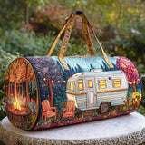 Vintage Camper Quilted Travel Bag Bus Print Airport Duffle Tote Large Hunting Gym Duffle Bag