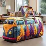 Autumn Hippie Van Quilted Duffle Bag Foldable Duffle Bag Large Canvas Sport Gym Travel Bag