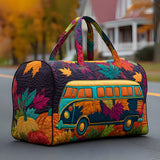 Evergreen Forest Ride Quilted Duffle Bag Foldable Duffel Motorcycle Travel Sports Gym Bag