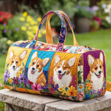 Hippie Van Cute Puppy Design Quilted Duffle Bag Overnight Travel Bag Becostume