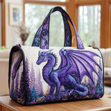 Bookish Dragon Quilted Duffle Bag Vintage Goth Travel Tote Bag Becostume