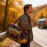 Evergreen Forest Ride Quilted Duffle Bag Foldable Duffel Motorcycle Travel Sports Gym Bag