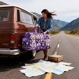 Hippie Van Quilted Duffle Bag Cute Rabbit Print Shopping Travel Bag Overnight Carryon Gym Bags