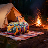 Autumn Hippie Van Quilted Duffle Bag Foldable Duffle Bag Large Canvas Sport Gym Travel Bag