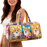 Hippie Van Cute Puppy Design Quilted Duffle Bag Overnight Travel Bag Becostume