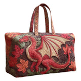 Bookish Dragon Quilted Duffle Bag Vintage Goth Travel Tote Bag Becostume