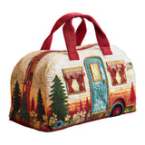 Vintage Camper Quilted Canvas Duffle Bag Foldable Lightweight Travel Gym Duffel Bag