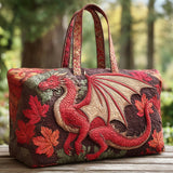 Bookish Dragon Quilted Duffle Bag Vintage Goth Travel Tote Bag Becostume