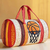Wildroad Retro Sports Quilted Duffle Bag Vintage Baseball Basketball Tennis Patchwork Travel Gym Bag