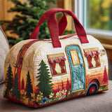 Vintage Camper Quilted Canvas Duffle Bag Foldable Lightweight Travel Gym Duffel Bag