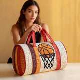 Wildroad Retro Sports Quilted Duffle Bag Vintage Baseball Basketball Tennis Patchwork Travel Gym Bag