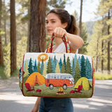 Hippie Bus Quilted Duffle Bag Foldable Carry on Weekender Overnight Bag Becostume