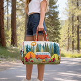 Hippie Bus Quilted Duffle Bag Foldable Carry on Weekender Overnight Bag Becostume