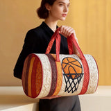 Wildroad Retro Sports Quilted Duffle Bag Vintage Baseball Basketball Tennis Patchwork Travel Gym Bag