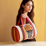 Wildroad Retro Sports Quilted Duffle Bag Vintage Baseball Basketball Tennis Patchwork Travel Gym Bag