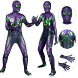 Kids Spider-Man Miles Morales Purple Reign Suit Purple Shadow Superhero Cosplay Bodysuit