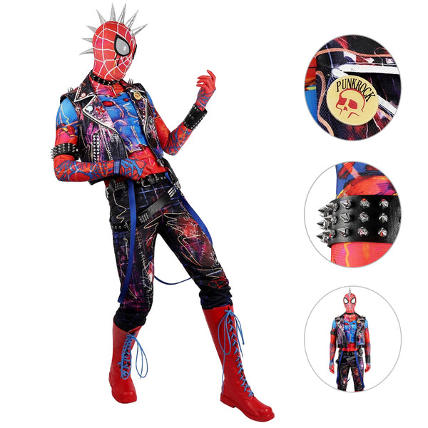 2023 Spider Punk Bodysuit Spiderman Hobart Brown Cosplay Suit With Spi