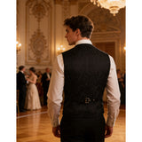 Men's Steampunk Vintage Jacquard Short Vest BEcostume
