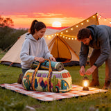 Hippie Van Quilted Duffle Bag Vintage Floral Weekender Overnight Bag Boho Everyday Travel Bag