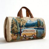 Cozy Forest Camper Quilted Duffle Bag Large Sports Travel Bag Print Basics Garment Duffle Bag