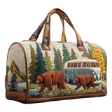 Bear Quilted Duffle Bag Unisex Capacity Carry on Overnight Bag Foldable Gym Beach Swim Bag