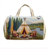 Vintage Camping Caravan Duffel Bag Forest Adventure Overnight Bag Weekender Outdoor Tote Bag