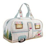 Cozy Camper Quilted Duffle Bag Boho Vintage Print Canvas Travel Tote Foldable Carry-On Bag