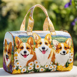 Hippie Van Cute Puppy Design Quilted Duffle Bag Overnight Travel Bag Becostume