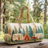 Vintage Camper Quilted Travel Bag Bus Print Airport Duffle Tote Large Hunting Gym Duffle Bag