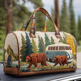 Bear Quilted Duffle Bag Unisex Capacity Carry on Overnight Bag Foldable Gym Beach Swim Bag