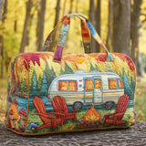 Hippie Bus Quilted Duffle Bag Foldable Carry on Weekender Overnight Bag Becostume