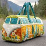 Hippie Van Quilt Duffle Bag  Workout Travel Bag Funny Shopping Work Canvas Bag