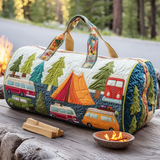 Hippie Van Quilted Duffle Bag Large Capacity Canvas Travel Bag Overnight Bag