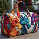 Majestic Dragon Quilted Duffle Bag Collapsible Laundry Tote Vintage Goth Travel Canvas Bag