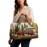 Bear Quilted Duffle Bag Unisex Capacity Carry on Overnight Bag Foldable Gym Beach Swim Bag