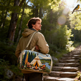 Vintage Camping Caravan Duffel Bag Forest Adventure Overnight Bag Weekender Outdoor Tote Bag