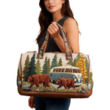 Bear Quilted Duffle Bag Unisex Capacity Carry on Overnight Bag Foldable Gym Beach Swim Bag
