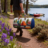 Hippie Van Quilted Duffle Bag Large Capacity Canvas Travel Bag Overnight Bag