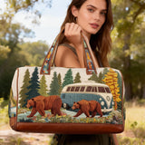 Bear Quilted Duffle Bag Unisex Capacity Carry on Overnight Bag Foldable Gym Beach Swim Bag