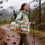 Vintage Camper Quilted Travel Bag Bus Print Airport Duffle Tote Large Hunting Gym Duffle Bag