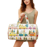 Boho Wildroad Retro Camper Van Quilted Weekender Duffle Bag Mountain Camping Travel Bag