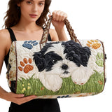 Hippie Van Cute Puppy Design Quilted Duffle Bag Overnight Travel Bag Becostume