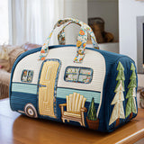 Camper Retreat Quilted Duffle Bag for Women Lightweight Carry-On Weekender Gym Travel Bag